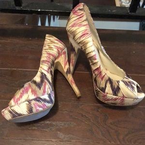 Also High Heel Size 7 Gold Pink Purple